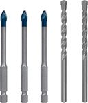 Bosch 5x EXPERT HEX-9 Hard Ceramic Drill Bit Set (for Hard tiles, Soft tiles, Ø 6 mm, Professional Accessory Impact Drill/Driver, Rotary Drill/Drivers)