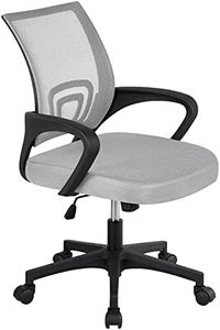 Yaheetech Office Desk Chair with Lumbar Support Armrest Executive Rolling Swivel Adjustable Mid Back Task Ergonomic Mesh Computer Chairfor Women Adults, Grey