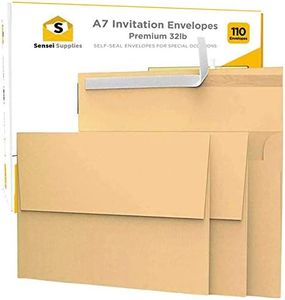 110 5x7 Kraft Brown Invitation Envelopes - for 5x7 Cards - A7 - (5 ¼ x 7 ¼ inches) - Perfect for Weddings, Graduation, Baby Shower - 120 GSM - Peel, Press & Self Seal - Square Flap