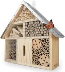 Ami de la faune | Hôtel à insectes avec toit en zinc ? Maison à insectes non traitée en bois naturel pour abeilles, coccinelles, chrysopes et papillons, hôtel pour abeilles et aide à la nidification à suspendre