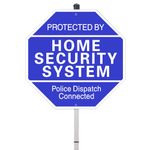 HEIOKEY Protected By Home Security System Sign with Stake, 10" x 28" Police Dispatch Connected Security Warning Sign for Yard, Aluminum Generic Yard Sign for Home Security System Alarm Signs for House