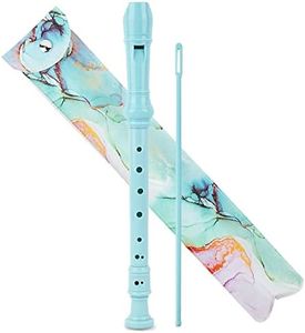 Jasenna Recorder Instrument for Beginner Kids Adults,8-Hole Soprano Descant Recorder Music Flute with with Cleaning Rod & Leather Case For School Student Home Entertainment(2-Blue Green Splash-ink)