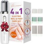 Electric Nail File and Foot Callus Remover, Rechargeable: Own Harmony Foot File Pedicure Kit and Natural Manicure Set with USB Efile, Portable Nail Buffer Filer to Shape, Buff, Polish Thick Toenails