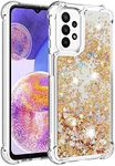 QIWEIQING Glitter Case Compatible with Samsung Galaxy S23 Ultra Phone Case TPU Shockproof Protective Cover for Samsung S23 Ultra, Cover Glitter Liquid Case for Galaxy S23 Ultra.Gold YBL