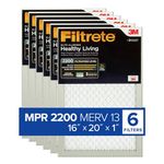 Filtrete 16x20x1, AC Furnace Air Filter, MPR 2200, Healthy Living Elite Allergen, 6-Pack (exact dimensions 15.69 x 19.69 x 0.78)