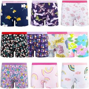 BIG ELEPHANT 10 Pack Toddler Girls' Underwear Boxer Briefs，100% Cotton Super Soft Breathable Panties,Size3T Pink