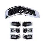 Mesh Grille Insert, 7pcs Front Grille Inserts Grill Guard Trim Accessory Fit for Jeep Cherokee 2014-2018 (chrome frame)