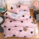 Pink Duvet Cover Double Love Heart Bedding Duvet Cover Lovely Warm Sweet Kids Girls Comforter Cover Love Heart Pattern Quilt Cover Soft Breathable Bed Cover Love Heart Bedspread Cover