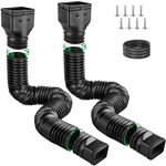 Gutter Downspout Extensions with Connector, 2 Pack Flexible Rain Gutter Downspout Extenders with New Upgrade Size 60"+ 70", Drainage Pipe Connector for Outdoor Gutter Splash Block - Black