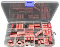 55Pcs Double Row Dip Switch Assorted Kit Box Range 1 2 3 4 5 6 7 8 9 10 12 Position 2.54mm PCB Mountable On Off Dip DIL Switch, Slide Type Red Toggle Switch for Arduino and Circuit Boards