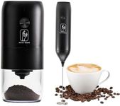 Mojo Grind Electric Coffee Grinder, Portable Coffee Grinder & Milk Frother Bundle- Adjustable settings Grinder, Included Milk Frother for Perfect Coffee Experience,1 brush & USB C cable