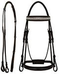 CHALLENGER Horse English Brown All-Purpose Trail Leather Bridle Reins 805EB04BR-F