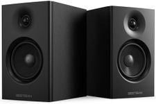 BESTISAN Powered Bluetooth Bookshelf Speakers, 50W Speakers with 4 Inch Woofer for Record Player, Stereo Speakers with RCA/USB in, Subwoofer Output Connection, Ideal Speakers for Turntable, PC and TV