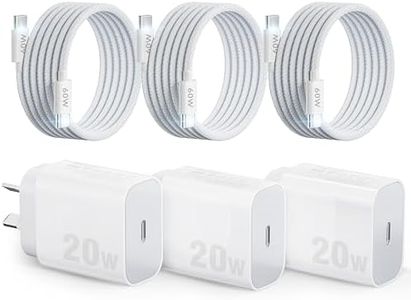 Zumist iPhone 16 Fast Charger - 20W USB C Adapter with USB-C to USBC Cable, 3-Pack USB Type C Wall Charger, iPhone 15 Pro Adapter with Cable Compatible with iPhone 16 Pro Max, iPad, Airpords