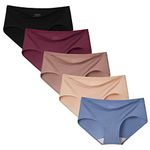 INNERSY Women's Thin & Soft Modal Underwear No Show for Summer Everyday Wear 5-Pack(Impression Sunrise,Medium)