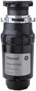 GE Disposall Continuous Feed 1/2 Horsepower Motor Garbage Disposer, Good for Grinding: Cooked Meat, Beans, & Seeds, Easy Install Kit and Power Cord Included, Recommended for 2-4 Person Homes, GFC525N