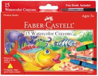 Faber-Castell Watercolor Crayons with Brush, 15 Colors - Premium Quality Art Supplies for Kids