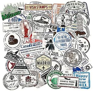 110 Pieces Retro Stamp Postmark Stickers Travel Immigration Postmark Sticker Passport Stamp Suitcase Decal Waterproof Vinyl Decals for Luggage Travel Case Water Bottle Laptop Skateboard Laptop