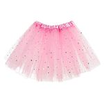 Sibba Sparkle Tutu Skirt Princess Ballet Dance Skorts 3 Layered Tulle Sequin Star Skirts Role-Playing Christmas Birthday Parties for Girls Toddler 2-7 Years Sports Outdoor Clothing (Pink)