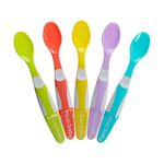 Vital Baby Nourish Start Weaning Spoons - Baby & Toddler Spoons - Shallow Flexible Spoon Tips - Hygienic Footrest - BPA, Phthalate & Latex Free - 4 Months+ Baby Feeding Spoons, 5pk