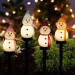 Solar Garden Lights 4 Count Outdoor Decorative Snowman Lights Waterproof Solar Powered Christmas Decorations for Lawn Patio Pathway Backyards Ornaments