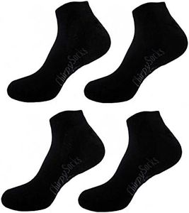 Men's Large Rayon from Bamboo Fiber Sports Superior Wicking Athletic Ankle Socks - Black - 4prs, Size 10-14