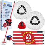 Twinko Max Dust Mop Kit (𝙉𝙤 𝘽𝙪𝙘𝙠𝙚𝙩), Compatible with O-Cedar 1-Tank System Triangle Spin Mop, 60" Multi-Size Combination Handle, 2 Pack Microfiber Head Refills, 1 Pack Replacement Base Part.