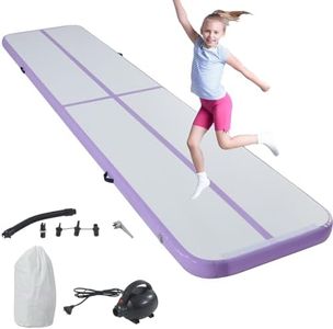 BSTSEL Inflatable Air Gymnastics Tumbling Track Mat 10ft 13ft 16ft 20ft Thickness 4in, Home Gymnasiums Yoga Dance Training Exercise Fitness Mat with Air Pump (Purple, 13ft*3.3ft*4in (400*100*10cm))