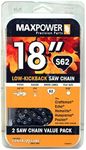 Maxpower 2 Pack Replacement Chains for 18 Inch Craftsman, Echo, Homelite, Poulan and Other saws S62