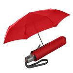 Knirps T.200 Medium Duomatic Automatic Open Close Rain Umbrella - Compact Windproof Umbrella for Rain - Durable Travel Umbrella for Adults - 98cm Diameter Retractable Umbrella & Carrying Case, Red