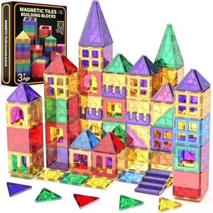 GobiDex Magnetic Tiles Blocks Toddlers Kids Toys Montessori Sensory Building STEM Preschool Learning Toys Girls Boys Toys Outdoor 3-5 Magnet Toys 3 4 5 6 7 8 9 Year Old Boys Girl Birthday Gifts 52PCS