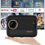 WZATCO Eve | 720P Native Projector for Home | 1080P Full HD Support | Electronic Focus | Bluetooth 5.0 | 3500 lumens (350 ANSI) | 5W HiFi Speaker | 176" Screen | Compatible with 4K TV Stick. PC