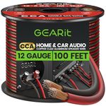 GearIT Pro Series 12 Gauge (2 x 4mm²) Speaker Wire Cable (30.4 Meters / 100 Feet/Black Red) CCA Hifi Audio Speaker Cable Great Use for Car Audio and Home Theater Surround Sound Systems