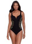 Miraclesuit Women's Slimming Swimwear Temptress Tummy Control Soft Cup One Piece Swimsuit, Black/Multi, 20