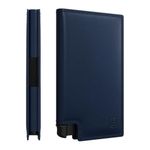 Ekster Parliament Men's Wallet | RFID Blocking Leather Minimalist Wallet | Slim Wallet for Men - Designed for Quick Card Access with Push Button, Navy, Modern