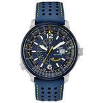 Citizen Mens Promaster Nighthawk Eco-Drive Watch 42mm Two-Tone Stainless Steel Case Blue Leather Strap with Blue Dial (BJ7007-02L)