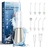 Water Flossers for Teeth Cordless, Professional Oral Irrigator Type-C Rechargeable Electric Tooth Flosser with 8 Jet Tips & 5 Modes, 300ML Water Tank, IPX7 Waterproof for Travel Home Portable Use