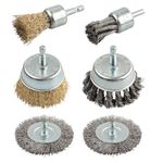 AOKLIT 6 pcs Steel Wire Brush Set - 1/4 Inch Hex Shank - Drill Wire Wheel Cup Brush Kit for Rust and Corrosion Removal - Carbon Steel Wire Brushes for Versatile Cleaning