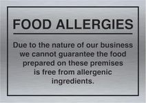 Food Allergy and Intolerances Safety Sign Notice Allergen A4 Silver 297 x 210mm