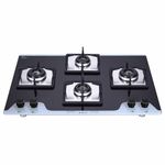 Elica Hob 4 Burner Italian Auto Ignition Gas Stove Tempered Glass With Dual Tone Glass Top (Flexi Hct 470 Dx Lotus Bk Dual Tone),Black