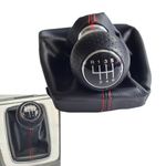 Kakulkomen Manual Car 6 Speed Gear Shift Knob Lever Gaiter Boot Cover Case for Au-di A4 B6 B7 2000 2001 2002 2003 2004 2005 2006 2007 2008 (6 Speed-Red Line)