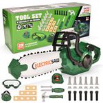 ANDKOK 29 Pcs Kids Chainsaw Toddler Weed Wacker Toy, Kids Power Tools Chainsaw Toy, Kids Chainsaw for Boys, Toy Chainsaw for Kids Ages 3-5 Toddler Tool Set, Kids Tool Set