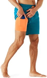 URBEST Men's Swim Trunks with Compression Liner Quick Dry Beach Shorts with Pockets for Beach and Swimming Navy S
