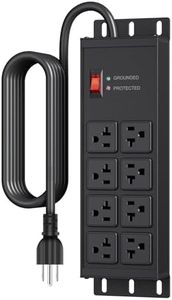 JUNNUJ Heavy Duty 20 Amp Surge Protector 4800J, Garage Metal 8 Outlets 12 Gauge, High Amp 5-15P Adapter Shop 6-20R T-Slot Industrial Outlets, 10 FT Extension Cord Commercial for Appliance