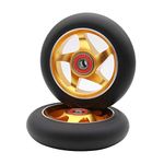 2Pcs Replacement 100 mm Pro Stunt Scooter Wheel with ABEC 9 Bearings Fit for MGP/Razor/Lucky Pro Scooters (Gold)