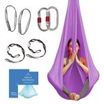 Aum Active Aerial Yoga Hammock - Durable Aerial Silk with Extension Straps, Carabiners, and Pose Guide - Aerial Silks for Home, Antigravity Yoga, Inversion Exercises, Yoga Starter Kit for All Levels