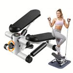 My Heart Premium Mini Stepper for Home Workout | Hydraulic Step Machine with Resistance Bands & LCD Monitor | Adjustable Height Stair Climber | Anti-Slip Wide Pedals for Cardio & Weight Loss