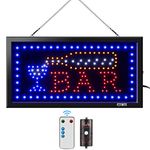 FITNATE 19x10inches Business BAR Sign Advertisement Board Electric Display Sign,With Remote Control&Timing Function,2 Lighting Modes Flashing & Steady, for Bar,Business, Walls, Window, Shop, Hotel