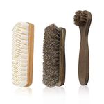 Horsehair Shine Shoes Brush kit, 3-Pack Polish Dauber Applicators Include Microfiber Buffing Brush