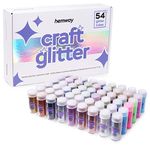 Hemway 54 Glitter Tube Craft Box All-Purpose Ultrafine Glitter for Arts and Crafts, DIY Scrapbooks, Slime, Epoxy Resin, Cosmetic, Nail Design - (54 x 0.34oz/9.6g)